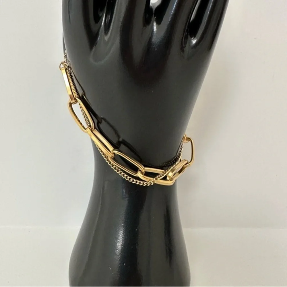Gold Paper Clip Chain‎ Bracelet